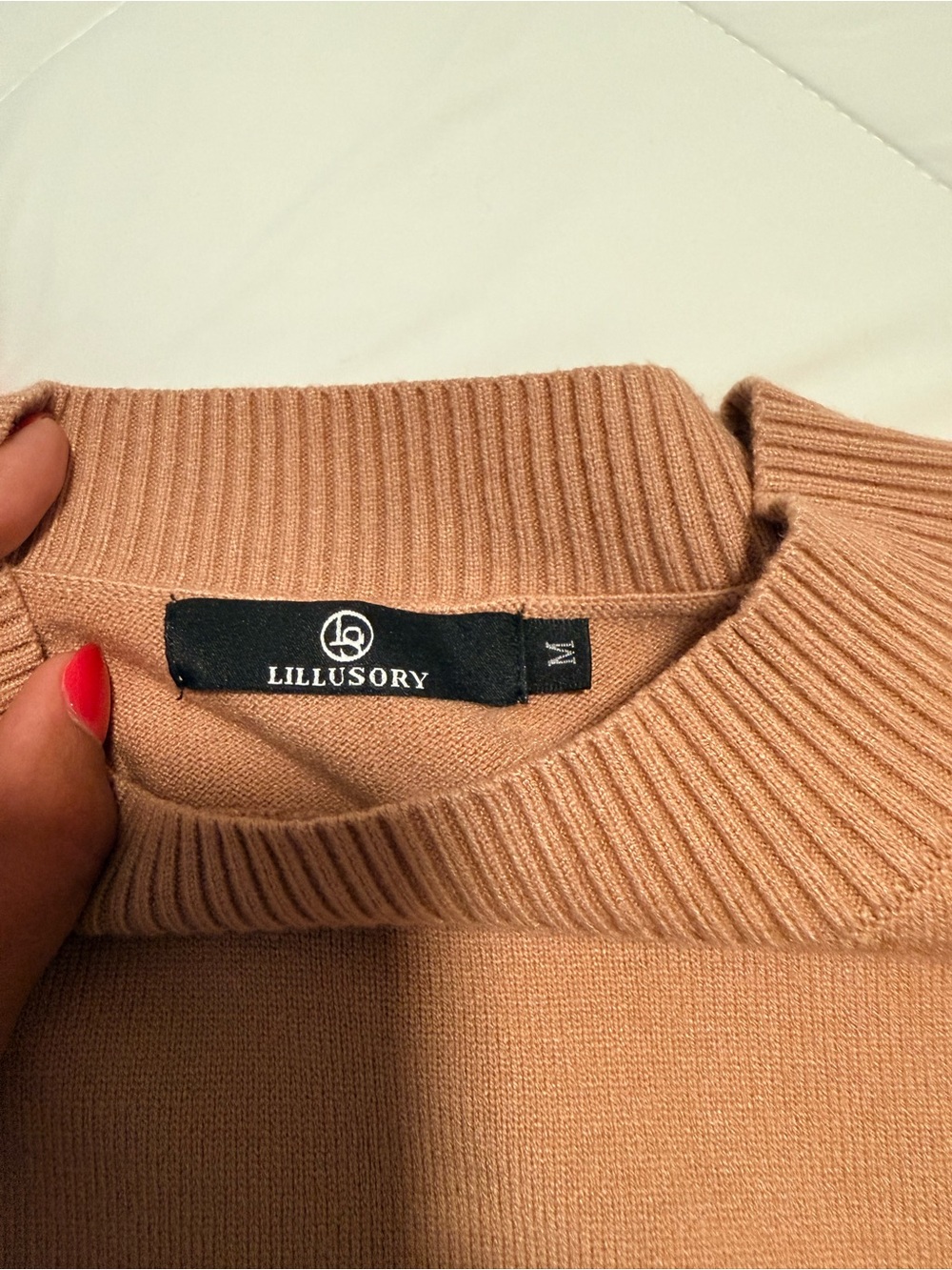 Lillusory Women's Ribbed Crewneck Sweater in Camel
